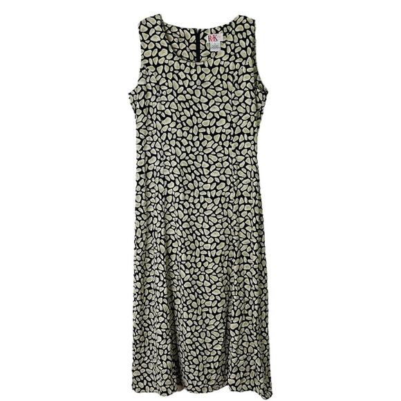 Vintage black cream dots abstract midi maxi dress 10 - Picture 1 of 6